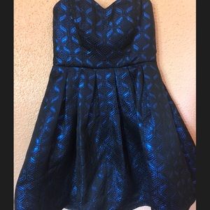 Deep Blue/Black Mini Flared Dress
